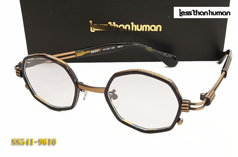 less than human (レスザンヒューマン)　眼鏡 メガネ フレーム 88541-9610 オクタゴン（八角）コンビネーション 丸眼鏡 伊達メガネにも　（度入り対応/フィット調整対応
