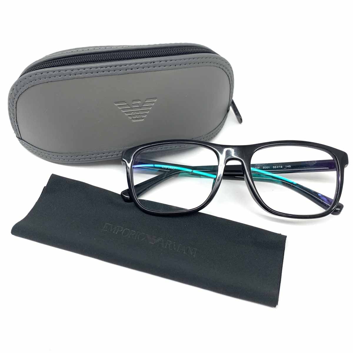 良好◆エンポリオアルマーニ メガネフレーム EA3140 55□18-145◆　black /黒/ブラック/メンズ/レディース/眼鏡/服飾小物【中古】